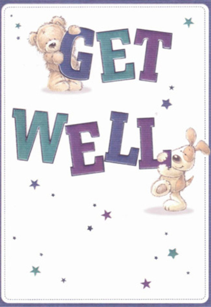 This beautifully illustrated get well card is a lively ode to encouragement and caring, brought to life by two engaging figures: a sweet bear with plush, textured fur and a playful puppy whose floppy ears frame a smile full of hope. Around them, dancing stars in indigo, periwinkle, and lilac cast a gentle glow across a pure white background, much like the comforting light that spills into Covent Garden's side streets on a sunny afternoon. The oversized, confident letters-'Get Well'-are shaded in rich purples and fresh aquas that pulse with positive energy, their friendly shapes inviting the eye just as a meticulously arranged bouquet from Florist Covent Garden draws in passersby from The Strand or Neal Street. You can almost sense the tactile softness of these characters; the textures seem woven right into the paper, offering a quiet comfort reminiscent of fresh blooms or velvety foliage. Sending this card is like sending a smile-full of cheerful lightness and a genuine wish for healing-that transcends age, background, or the boundaries of the West End. It's the kind of thoughtful gesture the Covent Garden community is known for: a blend of artistry, heart, and the soothing reassurance every recipient deserves.