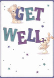 Radiating warmth and playful optimism, this get well card captures the gentle spirit found in Covent Garden's flower-lined lanes. Two loveable friends-a teddy bear plush with soft strokes and a puppy bursting with enthusiasm-bring the message vividly to life, each interacting tenderly with the large, multicoloured 'Get Well' letters. Deep indigo and refreshing teal hues set the words aglow, their lively energy lifted further by a flurry of stars twinkling in layered blues and purples-echoing the sparkle of fairy lights found above Covent Garden's busy streets at dusk. The creamy white backdrop evokes clarity and a sense of fresh beginnings, an echo of the clean morning air drifting past nearby cafés and artisan shops. Every detail, from the expressive faces to the almost tangible fur, speaks to comfort and kindness-like a hand-delivered bouquet timed perfectly for a loved one's recovery. This card offers more than words; it extends a heartfelt embrace and a sprinkle of joy, making it the ideal keepsake for anyone needing a little lift in or around Covent Garden.